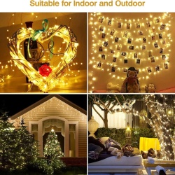 Set 2 Ghirlande Luminoase pe Fir de Cupru Argintat Suright (2 x 12m, 2 x 120 LED-uri, Lumină Alb Cald), Alimentare pe Baterii, Fir Rezistent la Apă, pentru Interior și Exterior - Img 5