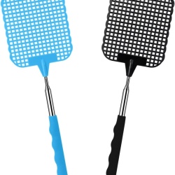 Set 2 Palete Telescopice Anti-Muște și Țânțari, Mâner Extensibil cu Priză Antiderapantă, Palete Manuale Flexibile din Plastic Durabil PP, pentru Casă, Grădină, Camping și Terase, Albastru și Negru