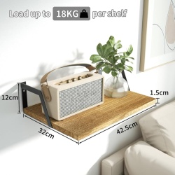 Set 2 Rafturi de Perete Extra Adânci (42 x 30 cm) Typec Home din Lemn și Oțel, Stil Vintage Carbonizat, Capacitate de Încărcare 18 kg, Etajere Suspendate pentru Organizare și Decor - Img 9