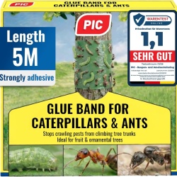 Set 2 Role Bandă Adezivă cu Clei pentru Trunchiul Pomilor Fructiferi PIC Grease Bands 2 x 5 m, Barieră Mecanică Împotriva Furnicilor, Omizilor și Dăunătorilor Târâtori, Fără Pesticide Toxice, Rezistentă la Intemperii, pentru Grădină și Livadă