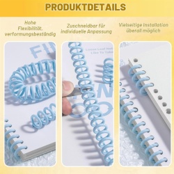 Set 20 Inele de Îndosariat din Plastic, 30 Inele (Format A4), Diametru Interior 12 mm, Pas Inele 10 mm, Spire pentru Îndosariere Documente, Caiete, Prezentări și Proiecte Școlare - Img 8