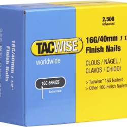 Set 2500 Cuie Finisaj Galvanizate Tacwise 0319 Tip 16G (Calibru 16), Lungime 40 mm, Rezistente la Rugină, Compatibile cu Pistoale Pneumatice, Electrice și cu Acumulator de Bătut Cuie, pentru Tâmplărie, Plinte și Montaj Mobilier