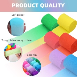 Set 30 Role Hârtie Creponată Colorată (Serpentine Decorative pentru Nuntă, Aniversare, Crăciun), Dimensiune 5 cm x 10 m per Rolă, 30 de Nuanțe Vii - Img 6