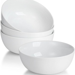 Set 4 boluri pentru mic dejun și cereale Typec Home, capacitate 600 ml, ceramică/porțelan, Alb