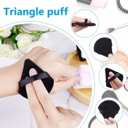 Set 4 Bureți Triunghiulari de Machiaj pentru Pudră și Fond de Ten, Utilizare Uscată și Umedă, Cu Bandă de Susținere, Lavabili și Reutilizabili - Img 7