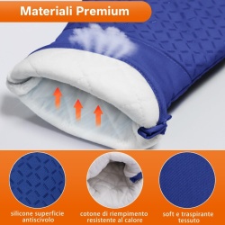 Set 4 Piese Mănuși de Bucătărie și Suporturi pentru Oale, Rezistente la Temperaturi Înalte (Până la 300°C / 572°F), Lungime Extinsă 32 cm, Silicon Anti-Alunecare, Albastru - Img 8