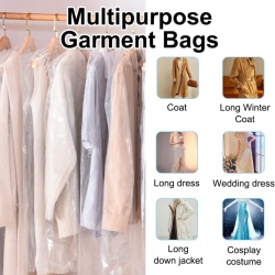 Set 50 Huse de Protecție Transparente pentru Haine pe Umeraș, Saci Tip Curățătorie 60 x 90 cm, Anti-Praf, Impermeabile, pentru Costume, Rochii, Paltoane și Geci - Img 6