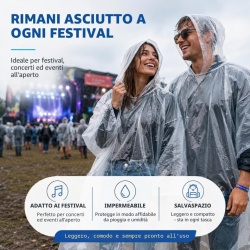 Set 6 Pelerine de Ploaie de Unică Folosință Typec, Pelerine Transparente Impermeabile cu Glugă, Mărime Universală Unisex, pentru Pescuit, Festivaluri, Camping, Drumeții și Ciclism - Img 7