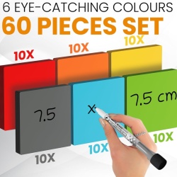 Set 60 Etichete Magnetice Reutilizabile și Inscriptibile ATWAM 75 x 75 mm (3x3 Inch), 6 Culori Vibrante, Carduri Magnetice Ștergibile Uscat pentru Tablă Magnetică, Panouri Scrum, Tablouri Kanban, Frigider și Organizare Agilă - Img 5
