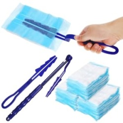 Set pămătuf de praf cu mâner rotativ 38 cm (15'') și 10 rezerve electrostatice de unică folosință, fără parfum, compatibil Swiffer Duster, pentru mobilier, electronice și bucătărie