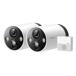 Sistem de supraveghere video TP-Link Tapo C420S2, 2 camere Smart cu acumulatori, 2K QHD, Night Vision Full Color, Two-Way Audio, montare fara cabluri, alarma luminoasa si sonora, protectie IP65