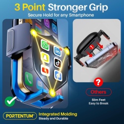 Suport Auto pentru Telefon cu Montare pe Grila de Ventilație – Versiunea Nouă 2026, Sistem de Blocare Triplu cu Cârlig Metalic, Rotație 360°, Compatibil cu Telefoane 4 – 7.5 Inch - Img 4