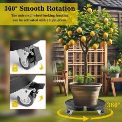 Suport Mobil Telescopic pentru Ghivece și Umbrele VIBINHO, Diametru Reglabil 38-50 cm, Capacitate 200 kg, Roți Pivotante la 360° cu Frână, Rezistent la Intemperii, Negru - Img 5