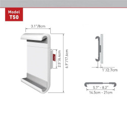 Suport Tableta/Mobil de birou, Barkan T50, Fix, 7-12'', alb - Img 2