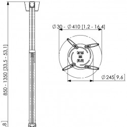 Suport tavan videoproiector Vogel's PPC2585, reglabil, max. 30 kg, argintiu - Img 3