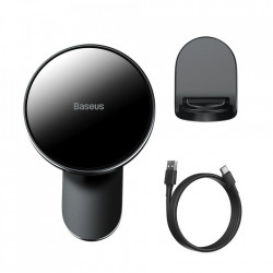 Suport telefon mobil magnetic Baseus incarcator wireless Qi 15 W (compatibil MagSafe pentru iPhone) negru (WXJN-01) - Img 7