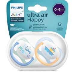 Suzete Philips Avent Ultra Air Happy 0-6 luni, albastre