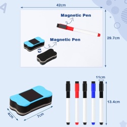 Tablă Magnetică Albă pentru Frigider Typec Home – Format A3 (42 x 29.3 cm), Suport Magnetic Integral, Include 5 Markere Colorate și Ștergător Magnetic - Img 5