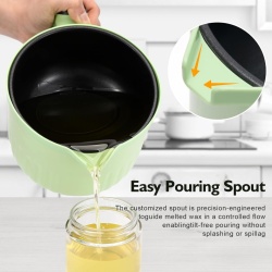 Topitor Digital pentru Ceară și Săpun 1.5L, Ecran Tactil Touchscreen, Termostat Reglabil 50–130°C, Înveliș Antiaderent Non-Stick, Cioc de Turnare Anti-Picurare, Aparat DIY Lumânări și Cosmetice - Img 3