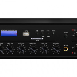 Amplificator 120W cu mixer DSPPA MP310U, 6 zone, USB/SD/Tuner, 4Mic si 3AUX, 100V & 4-16 Ohmi