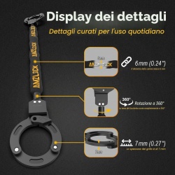 Antifurt / Lacăt tip Cătușă pentru Trotinetă Electrică și Bicicletă AMZLOCK, Lungime 90 cm, Greutate 1.2 kg, Oțel aliat, Închidere Automată One-Touch, Include 3 Chei, Negru - Img 6