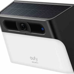 Aplica de perete pentru exterior eufy S120 Solar, Wireless, Camera 2K, AI, IP65, cu Reflector, Negru