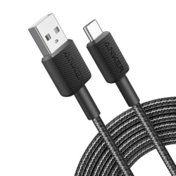 Cablu alimentare si date Anker, USB-A (T) la USB Type-C (T), 1.8m rata transfer 480 Mbps, invelis nylon, braided, Negru, "A81H6G11" - Img 5