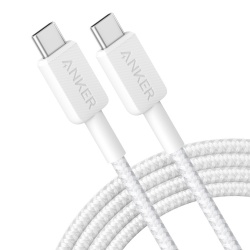 Cablu Anker 322 USB-C la USB-C, 60W, 1.8 metri, Alb