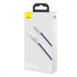 Cablu de date din metal Baseus Cafule USB - Lightning 2.4A 1 m violet - Img 6