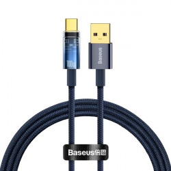 Cablu de date pentru incarcare rapida, din seria Baseus Explorer, oprire automata, USB la tip C, 100 W, 1 m, albastru