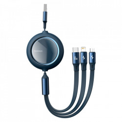 Cablu de date USB la Micro-USB, Lightning, Type-C Baseus, 66W, 1.2m, albastru, CAMLC-MJ01