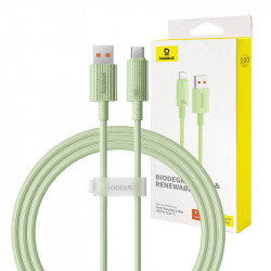 Cablu de incarcare rapida Baseus USB la USB-C Habitat Series 1m 100W (verde)