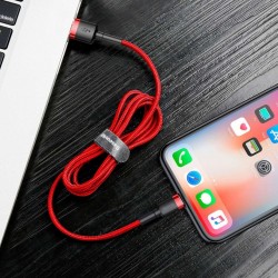 CABLU LIGHTNING PENTRU IPHONE, QC3.0 , 2.4A , 0.5M, BASEUS CAFULE DURABLE NYLON, ROSU - Img 7