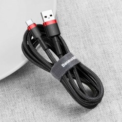 Cablu Type C , QC3.0 , 2.4A , 2M, BASEUS Cafule Durable Nylon, negru+rosu - Img 6