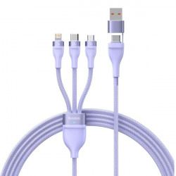 Cablu USB tip C / USB tip A Baseus Flash Series II - USB tip C / Lightning / micro USB 100 W 1,2 m violet (CASS030105)