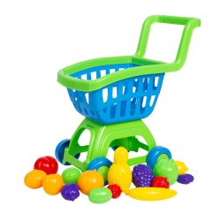 CARUCIOR CUMPARATURI CU FRUCTE ALBASTRU VERDE - Img 2