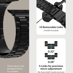 Curea de ceas Fullmosa compatibilă cu Apple Watch, 41 mm, 40 mm, 38 mm, curele metalice din oțel inoxidabil pentru SE, seria 9/8/7/6/5/4/3/2/1 pentru bărbați și femei, curele iWatch, negru - Img 6