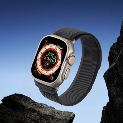 Curea sport Velcro pentru Apple Watch 8 / 7 / 6 / SE / 5 / 4 / 3 / 2 / 1 (38, 40, 41 mm) Curea Dux Ducis Versiune YJ - Negru / Gri - Img 8