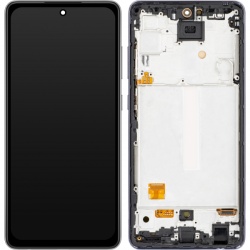 Display cu Touchscreen MP compatibil cu Samsung Galaxy A52 5G A526 / A52 A525 / A52s 5G A528, cu Rama, Versiune OLED, Negru, Swap
