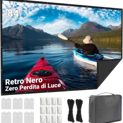 Ecran de Proiecție Portabil LEORFI 84 Inch (198 x 113 cm), Format 16:9, Spate Negru Opac Anti-Lumină, Unghi 160°, Fără Cute, Lavabil, Geantă de Transport Inclusă, Interior/Exterior
