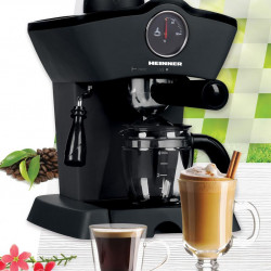 Espressor manual Heinner Retro Effect HEM-200BK, 800W, 3.5bar, capacitate rezervor 0.24L, termometru frontal apa, optiuni preparare: espresso si cappuccino, Negru - Img 2