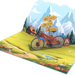 Felicitare 3D Pop-Up MOKIO – Ciclism Montan / Mountain Bike, Card Cadou cu Efect Surpriză, Dimensiune 20 x 15 cm, Include Plic Asortat - Img 3