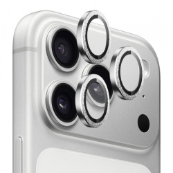 Folie de protectie Camera Spate Blueo Metal Frame Glitter pentru Apple iPhone 18 Pro / 18 Pro Max, Sticla Securizata, Argintie