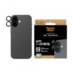 Folie de protectie Camera Spate PanzerGlass Hoops pentru Apple iPhone 17 / 16 Plus / 16, Sticla Securizata, Neagra