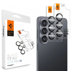 Folie de protectie Camera Spate Spigen GlastR EZ FIT Optik Pro HD pentru Samsung Galaxy S26 S942, Sticla Securizata, Set 2 bucati, Neagra AGL11099