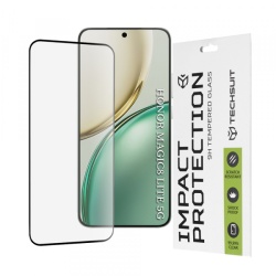 Folie de protectie Ecran Techsuit pentru Honor Magic8 Lite, Sticla Securizata, Full Glue, 111D, Neagra