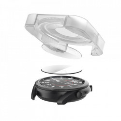Folie sticla transparenta cu sistem de montare Spigen GLAS.tR EZ FIT Samsung Galaxy Watch 3 (45mm) 2-Pack - Img 6