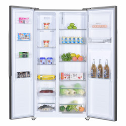 Frigider side by side Heinner HSBS-H439NFXWDE++, 433 l, No Frost, Display, Dozator de apa, Functie smart, Functie congelare si racire rapida, Clasa E, H 176.5 cm, Aspect inox - Img 3