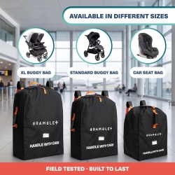 Geantă de Transport Cărucior Dublu XL Bramble pentru Avion, Nailon Balistic Rezistent la Apă, Bretele Căptușite din Neopren, Husă Integrată și Fereastră ID, 100 x 65 x 40 cm, Negru - Img 3