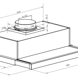 Hota incorporabila telescopica Heinner HTCH-490GBK, 1 Motor, Putere de absorbtie 413.5 m3/H, Lumina LED, 90 cm, Negru - Img 2